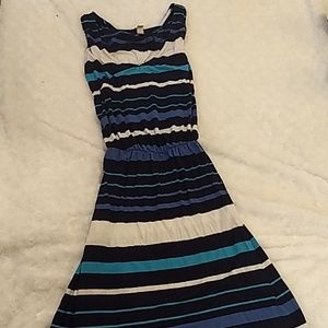 Blue, teal, and white dress